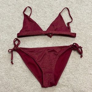 Heat Swimwear Red Glitter Bikini Set size Small